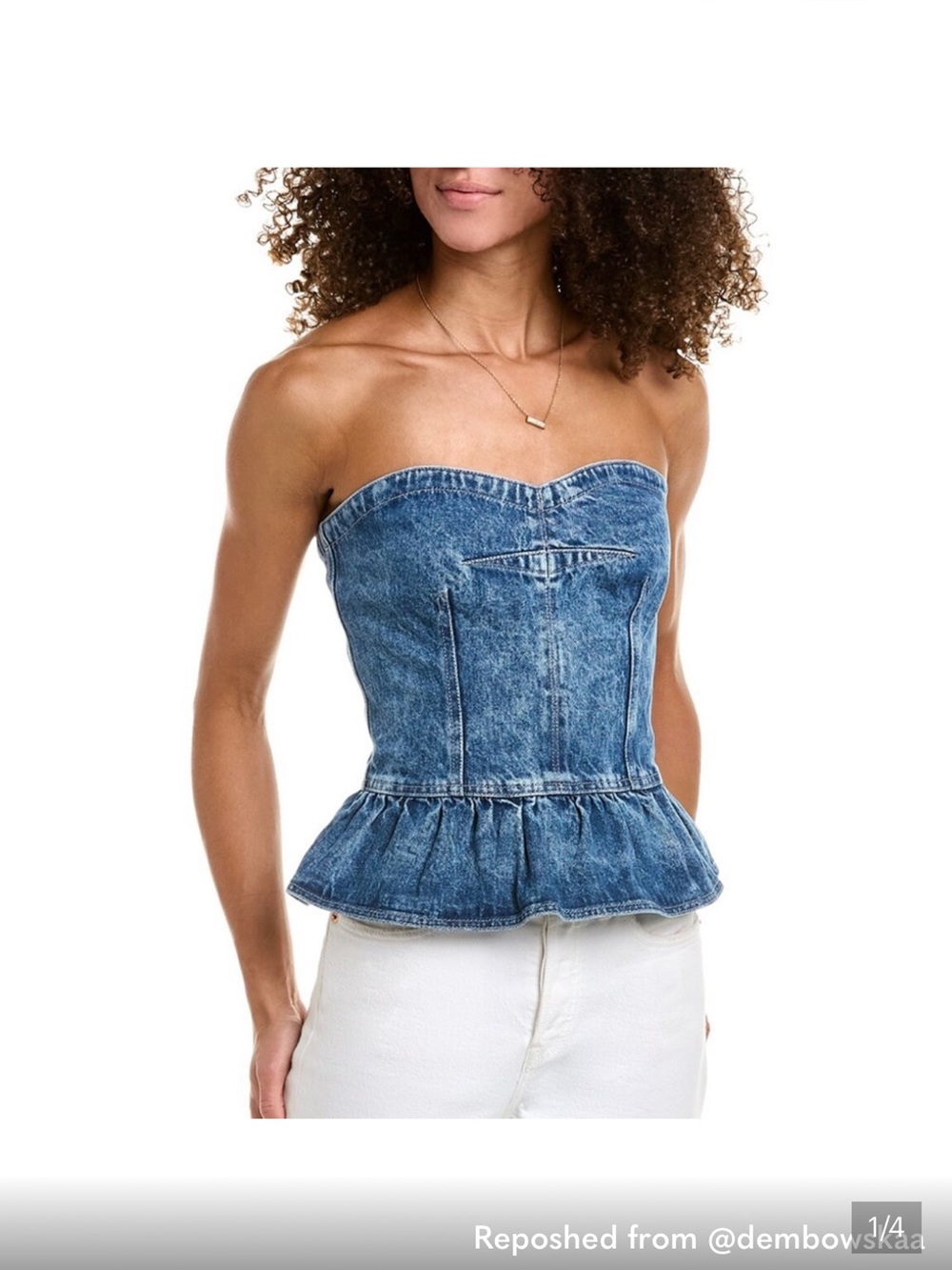 Isabel Marant Blue Strapless Denim Peplum Bustier